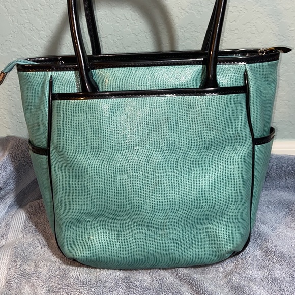 EUC Beijo Bag textured Blue Shoulder Satchel Hand Purse Tote - Picture 5 of 16